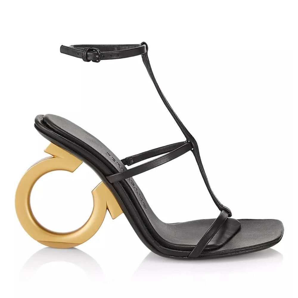 Ferragamo Aglalia Leather Gancini-Heel Sandals size 7
